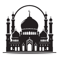 A beautiful mosque silhouette vector illustration