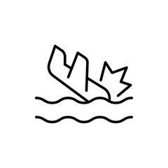 Crashed plane outline icons, minimalist vector illustration ,simple transparent graphic element .Isolated on white background