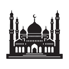 A beautiful mosque silhouette vector illustration