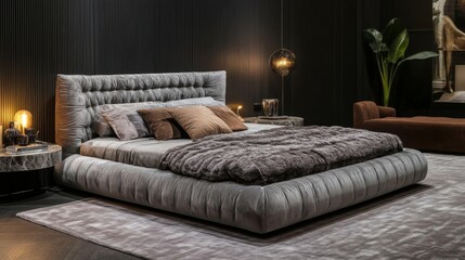 Luxury Gray Bed in Modern Bedroom Design