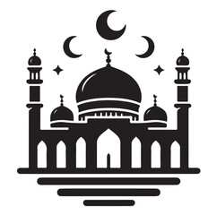 A beautiful mosque silhouette vector illustration