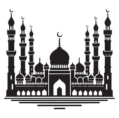 A beautiful mosque silhouette vector illustration