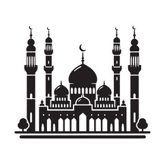 A beautiful mosque silhouette vector illustration