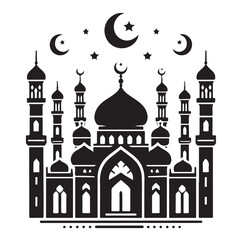 A beautiful mosque silhouette vector illustration