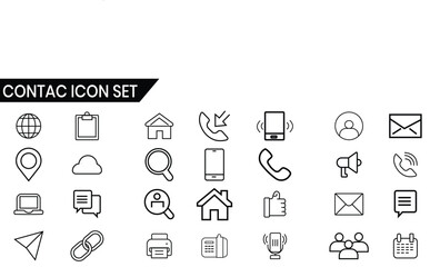 Contac icon, vector, symbol set. Set of icons, for web design and others. Contac us line icon, silhouette, vector design for app, web, logo design. Vector illustration.