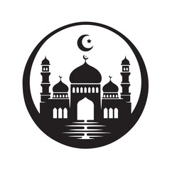 A beautiful mosque silhouette vector illustration