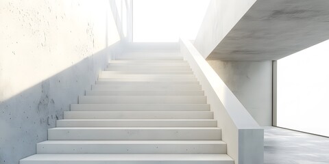 Obraz premium A minimalist staircase in a bright, modern architectural space.