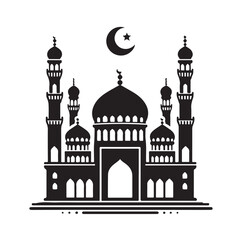 A beautiful mosque silhouette vector illustration