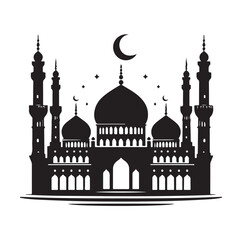 A beautiful mosque silhouette vector illustration