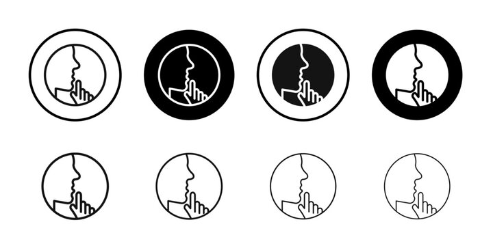 Keep silence icon logo sign set vector outline