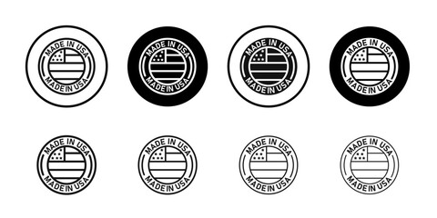 Made in usa badge icon logo sign set vector outline © Kajal