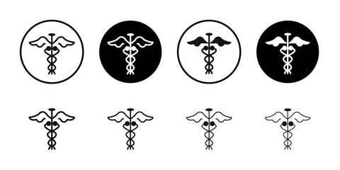 medical caduceus icon logo sign set vector outline