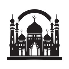 A beautiful mosque silhouette vector illustration