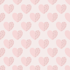 Vector seamless pattern with hearts. Cute design for fabric, wrapping, wallpaper for Valentine's Day.