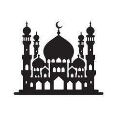 A beautiful mosque silhouette vector illustration