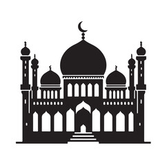 A beautiful mosque silhouette vector illustration