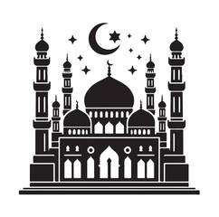 A beautiful mosque silhouette vector illustration
