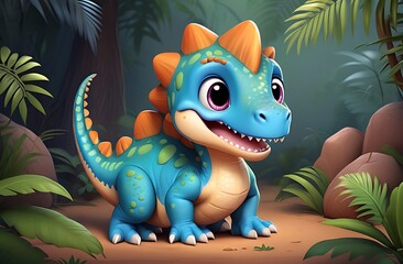 Naklejka premium Cute cartoon dinosaur 