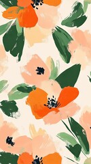 Abstract Floral Pattern with Vibrant Colors