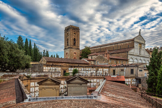 Cemetery and the church of the Abbey of San Miniato al Monte in Florence, Italy
