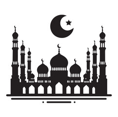 A beautiful mosque silhouette vector illustration