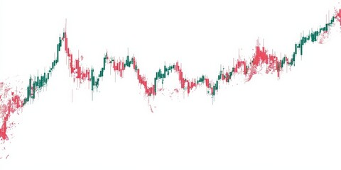 Dynamic Candlestick Chart Representing Stock Market Trends with Red and Green Indicators for Financial Analysis and Trading Strategies