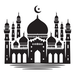 A beautiful mosque silhouette vector illustration