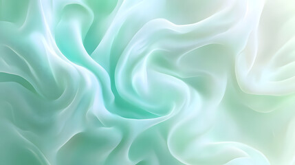 Obraz premium Abstract background of flowing, light mint green fabric. Soft, elegant drapes create a serene and luxurious feel. Perfect for fashion, beauty, or design projects.