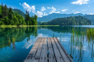 Obraz premium wooden bridge over lake