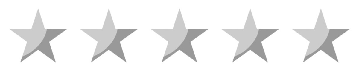 Fototapeta premium Feedback stars rating icons. Set of simple five gray star on isolated background. Stars rating review icon for apps, website and mobile. Vector illustration.