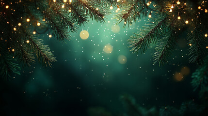 Fototapeta premium Dark Green Background with Subtle Pine Forest