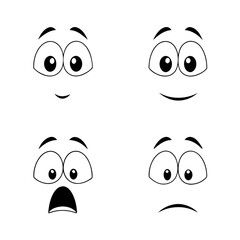 Cartoon Many Face Expression Icons Isolated Hand drawn Illustration