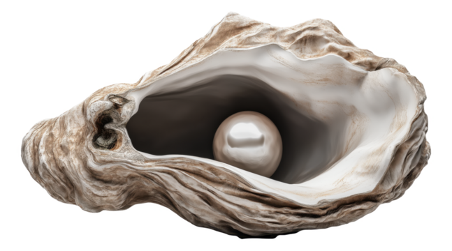 Pearl inside an open oyster shell