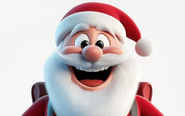 A 3D-rendered cartoon Santa Claus face with a black hole for the mouth, set against a white background. 