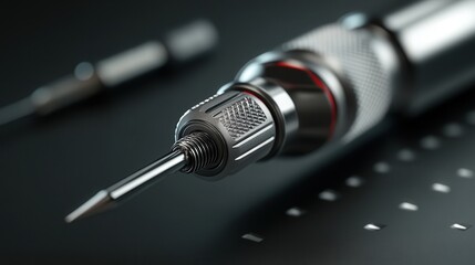 A detailed image of a screwdriver with an interchangeable bit being used for a home repair project.