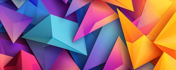 Obraz premium Vivid gradient background with overlapping triangles in trial colors, 4K illustration.