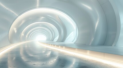 Obraz premium Futuristic Tunnel of Light: Abstract 3D Room Interior Design