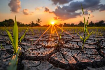 Dried riverbed illustrates climate change s impact  urgent call for global action on water scarcity