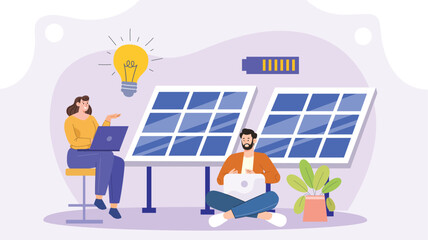 Solar Panel Installation Concept Illustration