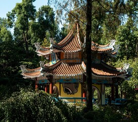 Chinese pavilion in a serene garden