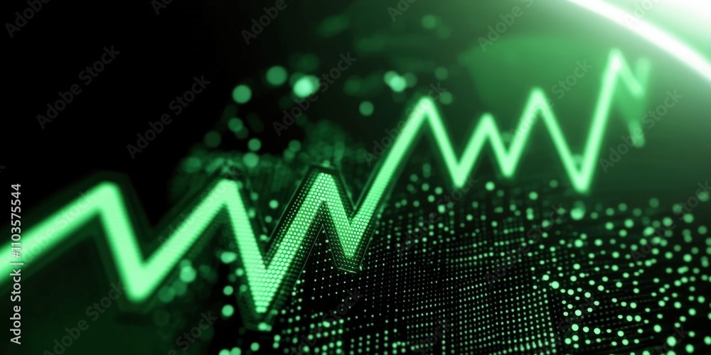 Poster green 3d rendering with abstract data visualization features in a modern stock image for financial a