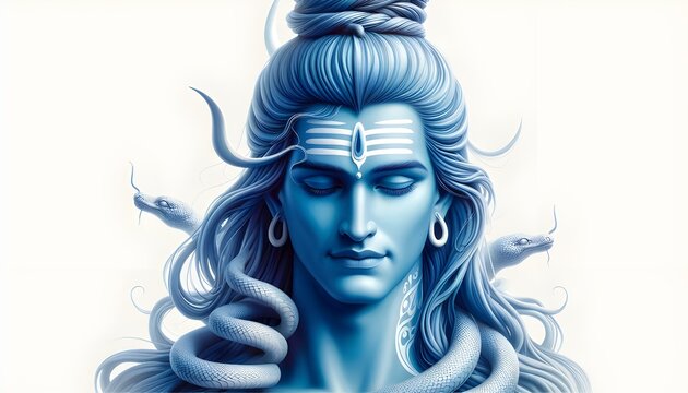 Divine Lord Shiva Realistic Illustration of Serenity, Power, and Infinite Wisdom
