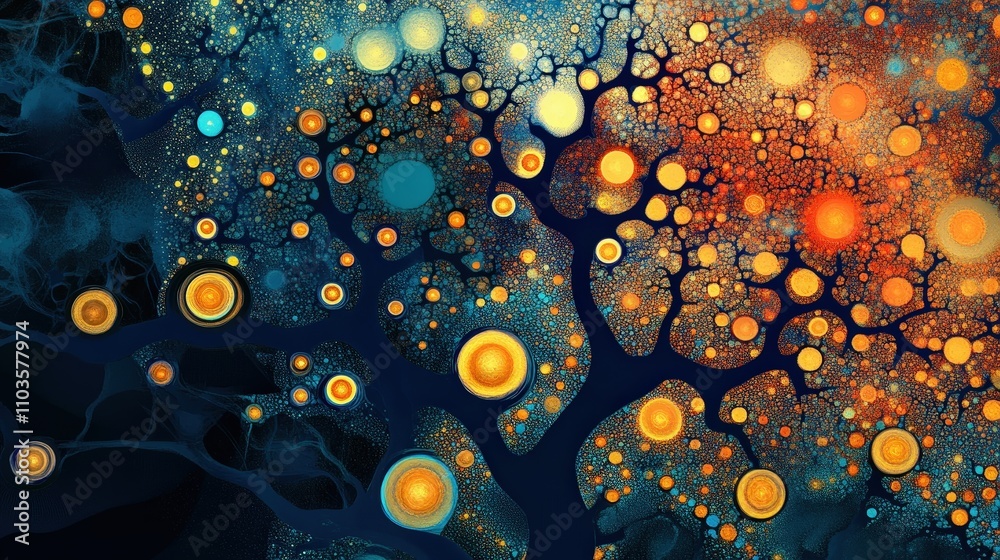 Aufkleber an illustration of an ai's neural network, displaying nodes connecting and evolving to generate insi