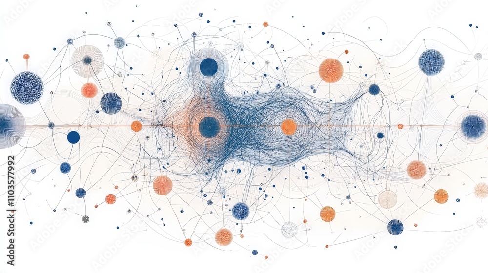 Aufkleber An illustration of an AI's neural network, displaying nodes connecting and evolving to generate insights from initial data inputs