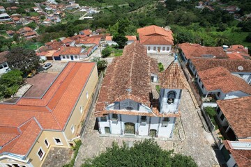 Aerial drone view of the city Diamantina, Minas Gerais, Brazil