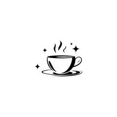 Coffee or Tea cup silhouette vector, Cup hot icons silhouette vector, Coffee cup mug silhouette illustration vector file, Coffee cup silhouette icon and tea cup logo