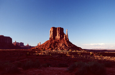 Landscape with Monument Valley and sunset