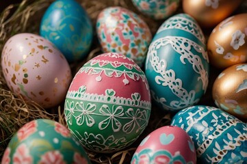 Naklejka premium closeup_of_easter_egg_decoration