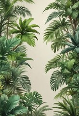Set of realistic tropical watercolor greenery, watercolor, greenery, nature