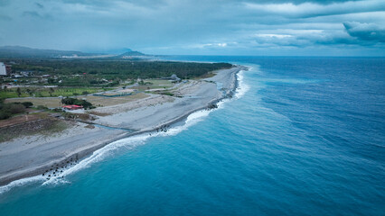 Aerial view of Taitung coastline showcasing natural beauty and serene waves